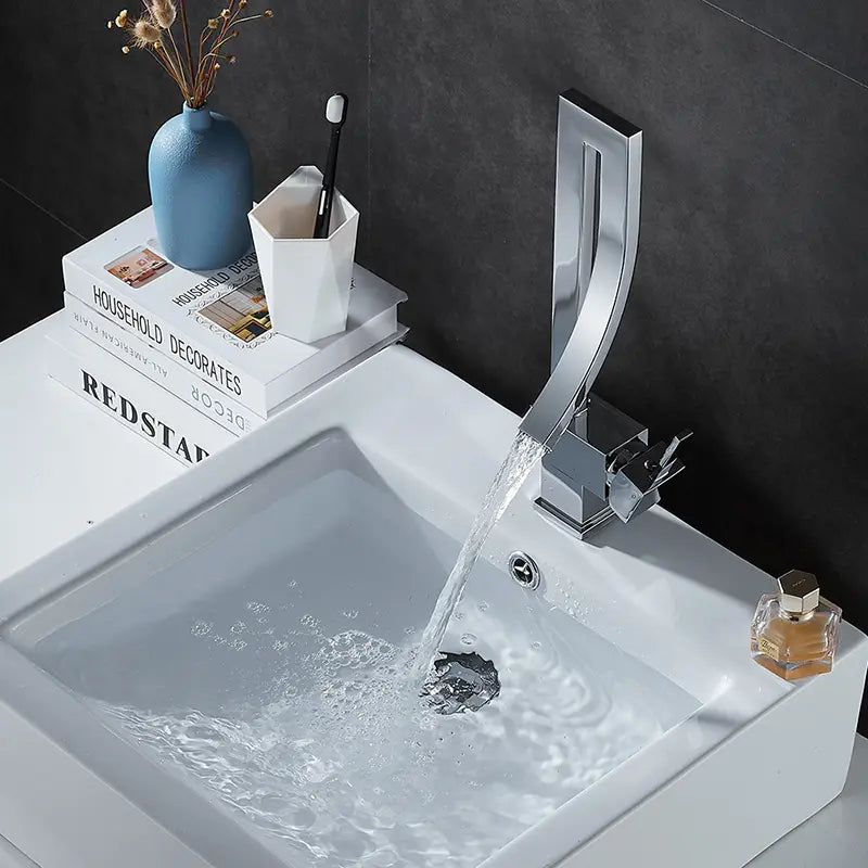 Chrome Modern design bathroom faucet, 360 rotating basin vessel