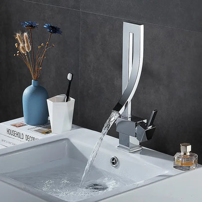 Chrome Modern design bathroom faucet, 360 rotating basin vessel