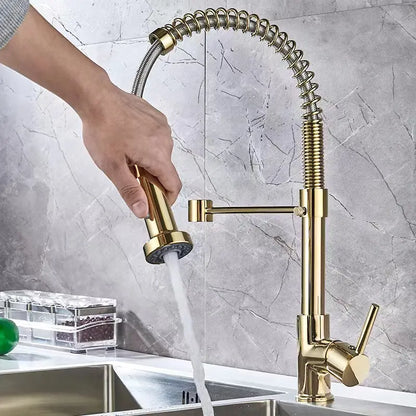 Single Lever Pull Out Spring Spout Kitchen Faucet