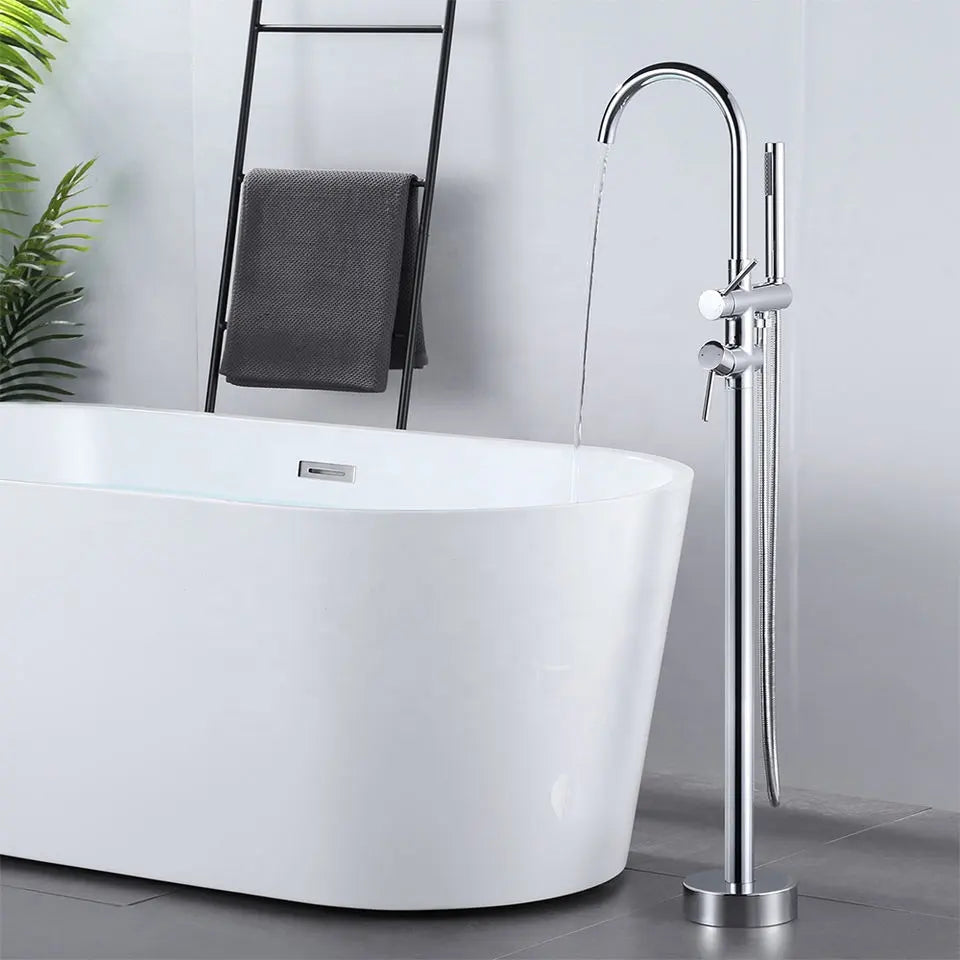 Classic Freestanding Dual Handle Bathtub Mixer Tub Faucet Set